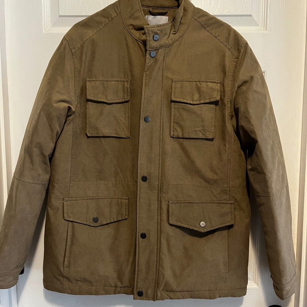 RAINFOREST Men's Utility Jacket Olive Military Style Button Up Barn Cores Size M